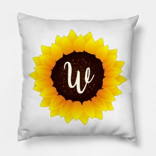 Floral Monogram W Bright Yellow Sunflower Pillow