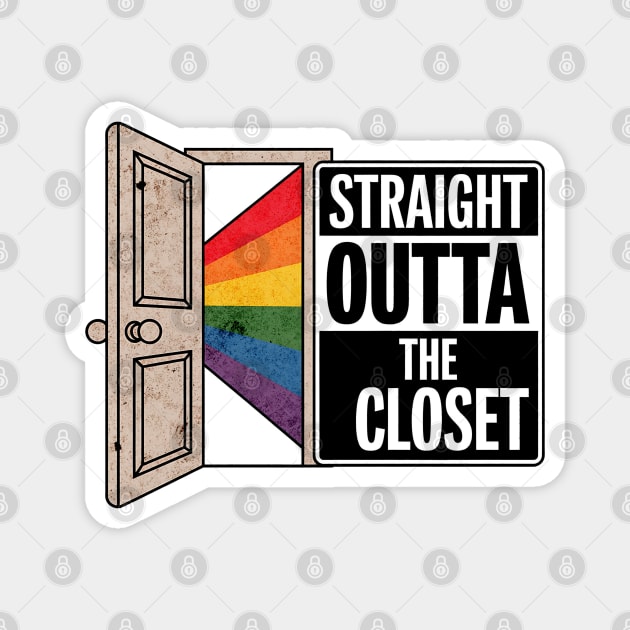 Straight Outta the Closet - LGBTQ+ Pride Rainbow Door Graphic Magnet by WarFX Designs
