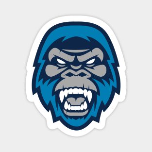 Unleash the Mystery: Growling Blue and Gray Big Foot Cryptid Sports Mascot T-shirt Magnet