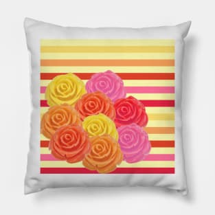 Frosted Candy Color Roses Pillow