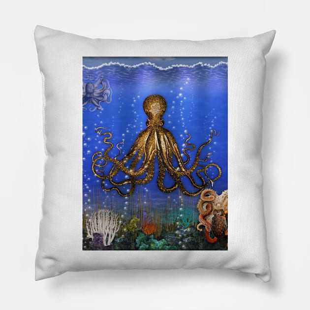 Octopus' Lair - colorful Pillow by BonniePhantasm