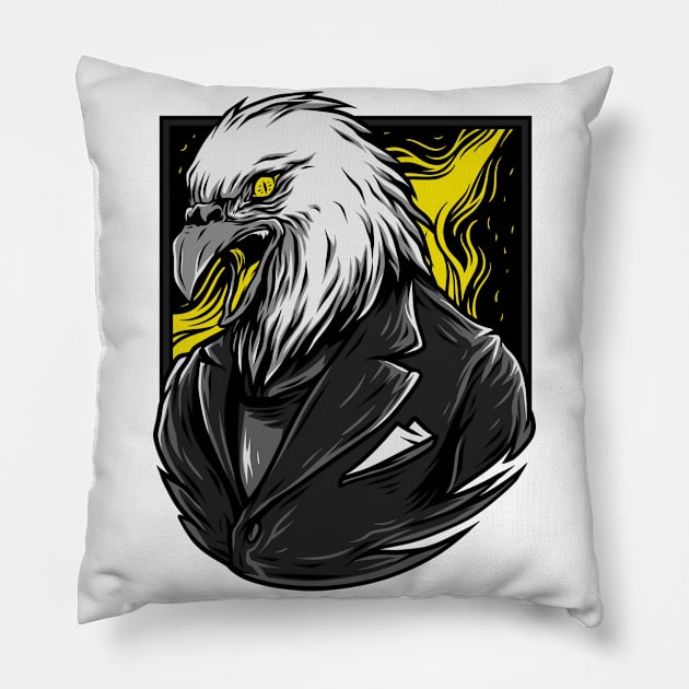 Sparrow Hawk Eagle Grey Yellow Pillow by BradleyHeal