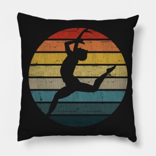 Dancer Silhouette On A Distressed Retro Sunset product Pillow