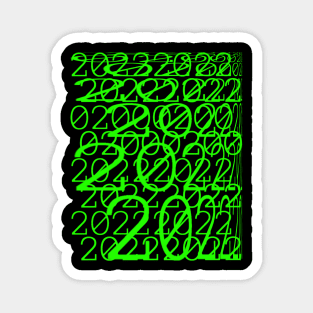 Disorted 2022 binary code in green Magnet