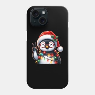 Peace Sign Hand Penguin Santa Christmas Penguin Pajamas Phone Case