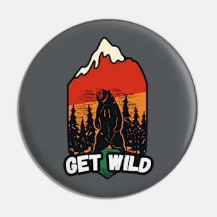 Get Wild // Retro Grizzly Bear Badge Pin