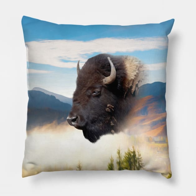 European bison Pillow by Guardi