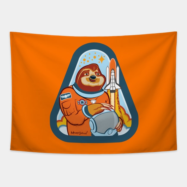 Space Sloth Hero Tapestry by mannycartoon