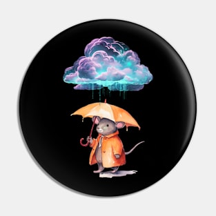 Whimsical Cloud Raining Mouse with Tent Pin