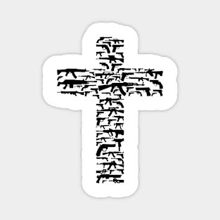 Cross made of guns, black Magnet