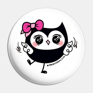 cute kawaii owl with pink ribbon and big bing bing eyes Pin