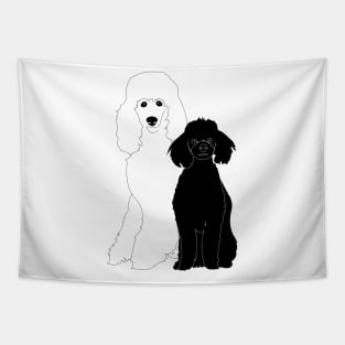 Poodle Couple Black And White Tapestry