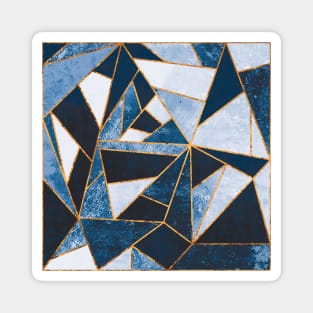 Sapphire Blue and Gold Minimalist Abstract Art Magnet