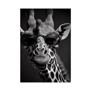 Giraffe Glam: A Black and White Portrait T-Shirt