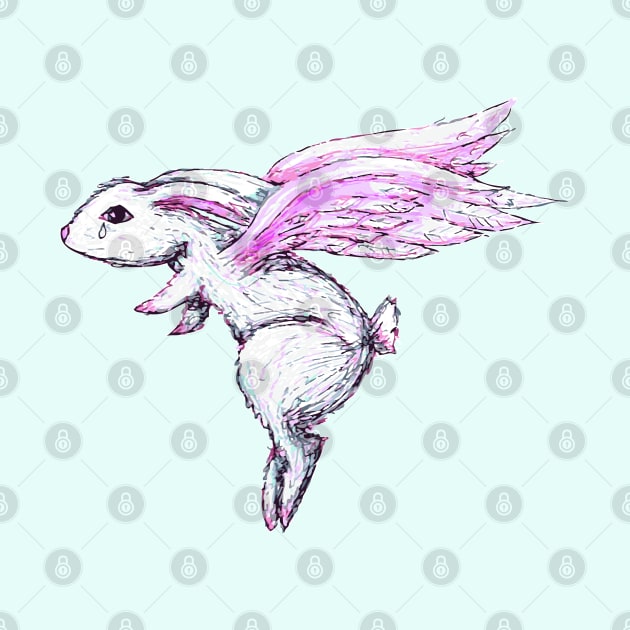 Sad Bunny Flying by LittleMissTyne