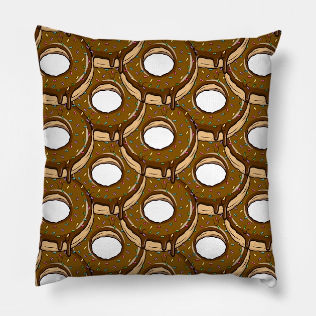 Chocolate Donuts Pattern Pillow by Designoholic