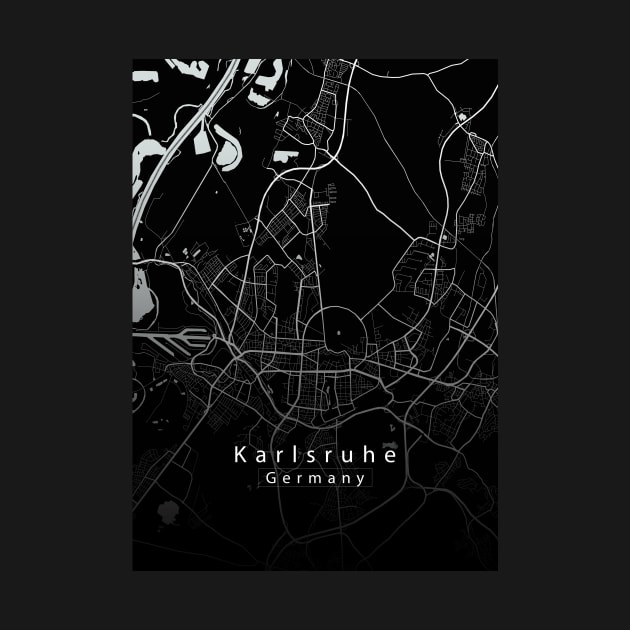 Karlsruhe Germany City Map dark by Robin-Niemczyk