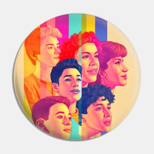 LGBTQ+ community with colorful background Pin