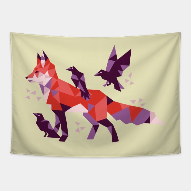 Fox & Crows Tapestry by nahamut