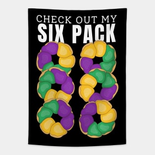 Check Out My King Cake Six-Pack - Funny Mardi Gras Costume Tapestry