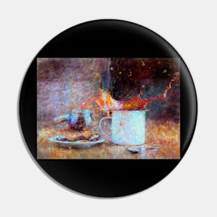 Coffee Splash Impressionist Painting Pin