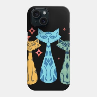 Colorful Funny Tiki Kitty Cats with Mid-Century Modern Vintage Vibe Phone Case