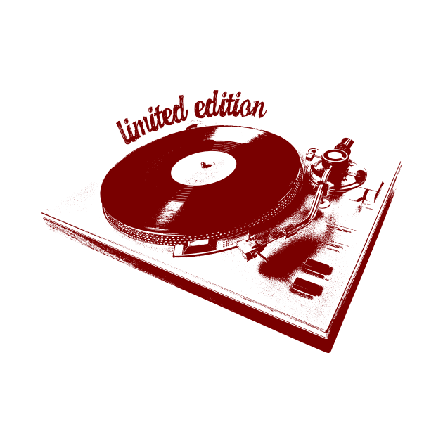 Red Turntable And Vinyl Record Illustration by Spindriftdesigns