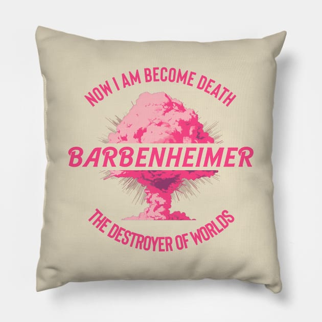 I am become death | Barbenheimer Pillow by Retro Travel Design