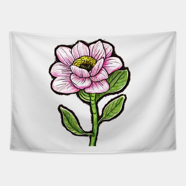 Pink Flower Drawing Tapestry by PhotoSphere