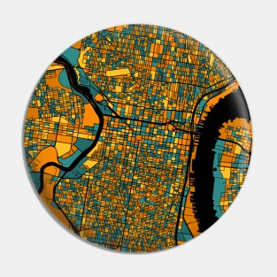 Philadelphia Map Pattern in Orange & Teal Pin