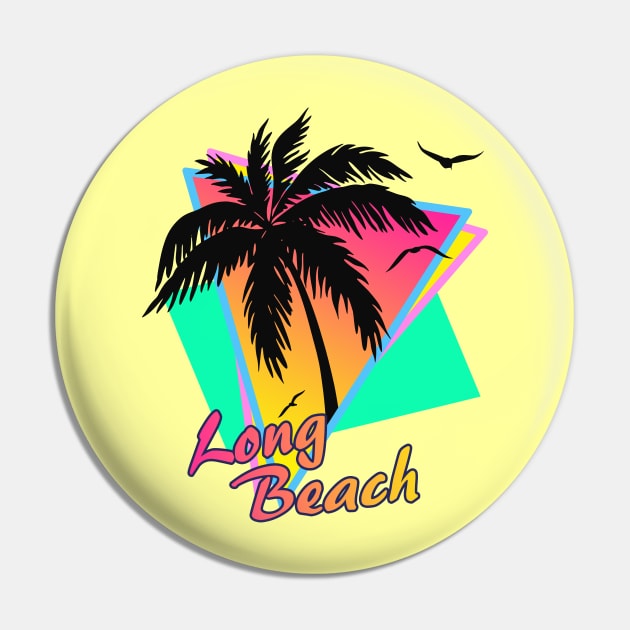 Long Beach Cool 80s Sunset Pin by Nerd_art