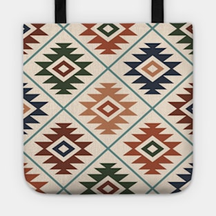 Aztec Symbol Big Pattern Color on Cream Tote