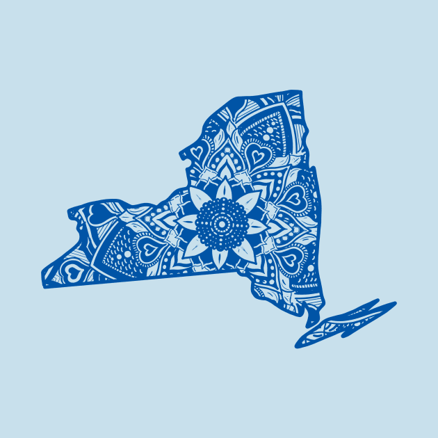 Blue New York State Gift Mandala Yoga NY Art by Get Hopped Apparel