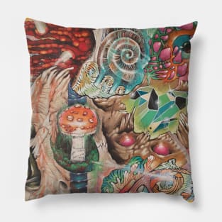 Super mushroom skull trip out Pillow