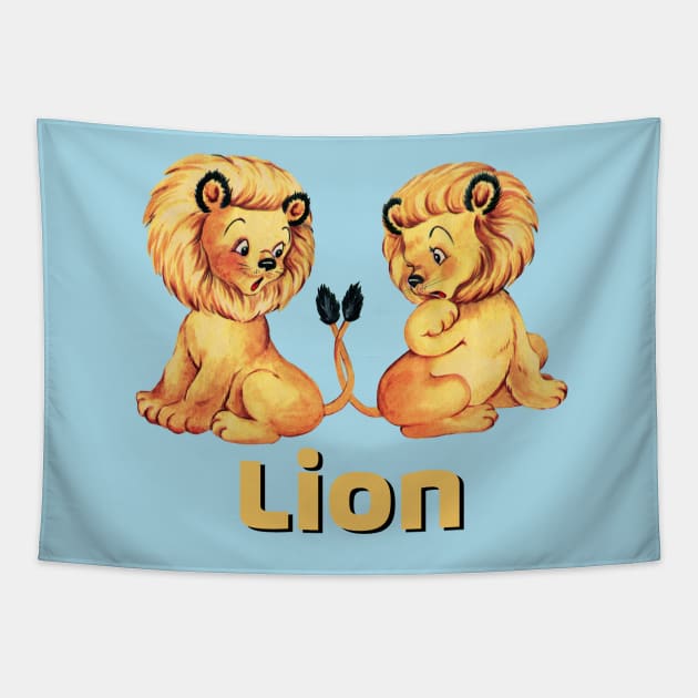 Cute Baby Lions Tapestry by LittleBean