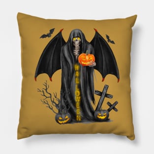 Halloween - Skeleton and Pumpkins Pillow