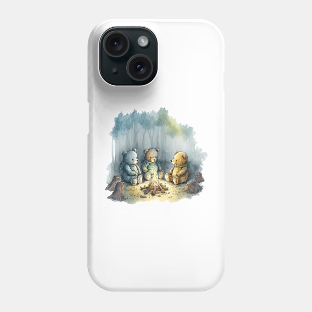 Teddy Bears Camping Watercolor Phone Case by peachycrossing