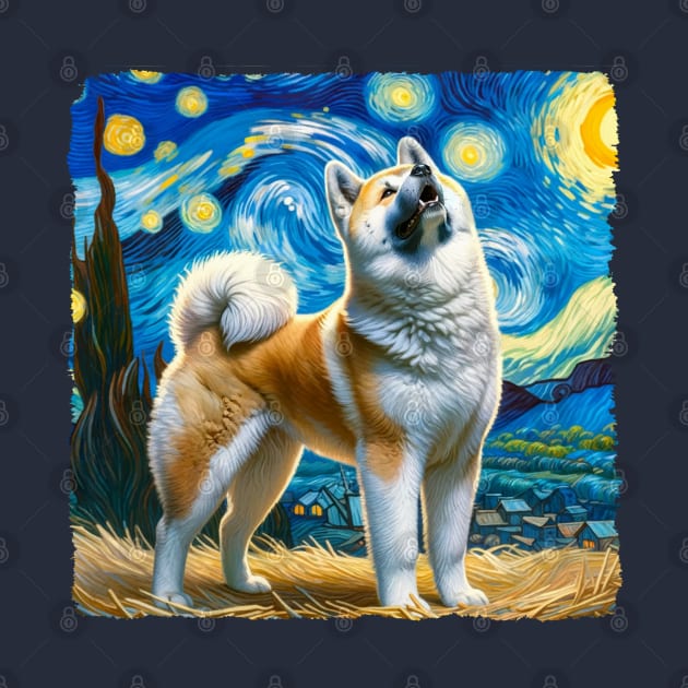 Starry Akita Dog Portrait - Pet Portrait by starry_night