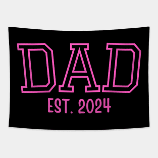 Dad Est. 2024 Father Expect Baby Pregnancy Announcement Pink Tapestry