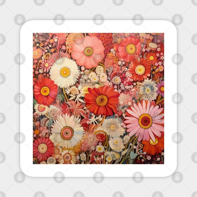 Bright Flowers Bold Pattern Magnet by EpicFoxArt