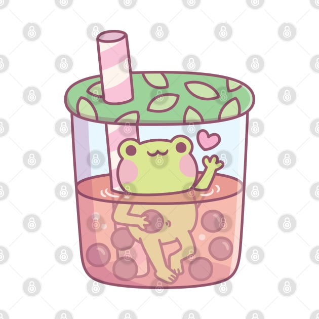 Cute Frog In Bubble Tea Cup Funny by rustydoodle