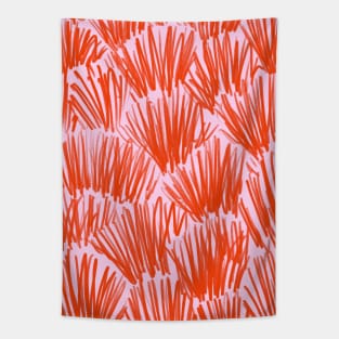 Orange and Pink Botanical Retro Pattern Tapestry