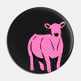 Pink Hearts Cow Silhouette  - NOT FOR RESALE WITHOUT PERMISSION Pin