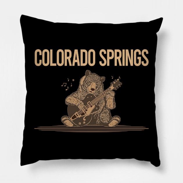 Brown Bear Guitar Colorado Springs Pillow by rosenbaumquinton52