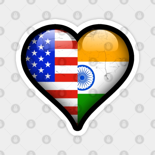 Half American Half Indian - Gift for Indian From India Magnet by Country Flags