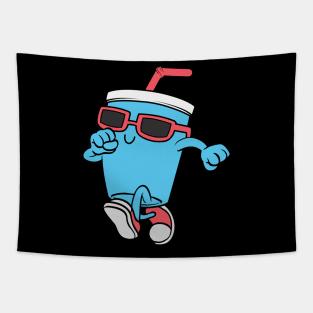 Mug with Drinking straw as Runner with Sunglasses Tapestry