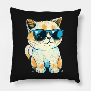 Cute ginger cat wearing sunglasses Pillow