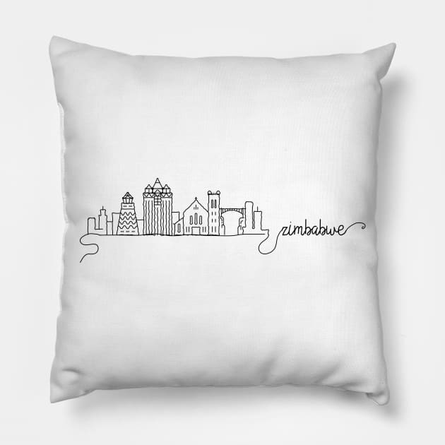 Zimbabwe City Signature Pillow by kursatunsal