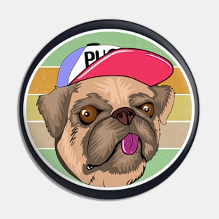 Cute puppy pug with hat Pin