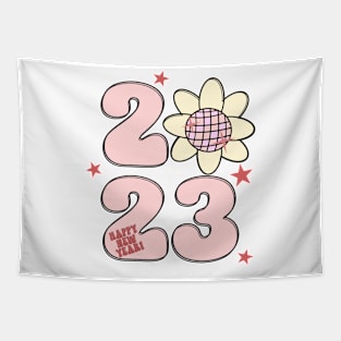 Retro New Year 2023 Design, Groovy New Year 2023 Disco Ball Pastel Pink Tapestry